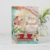 ヴィンテージエレガントクラウンプリンセスベビーシャワー 招待状 (スタンド正面)