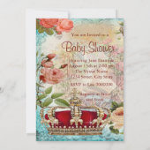 ヴィンテージエレガントクラウンプリンセスベビーシャワー 招待状 (裏面)