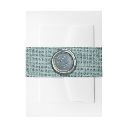 ヴィンテージエレガントクラスイニシャルセージグリーン結婚ズ 招待状ベリーバンド (正面例)