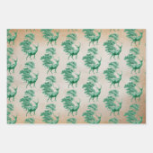 ヴィンテージエレガントクラフトグリーンカントリートイレディアー ラッピングペーパーシート (正面3)