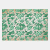 ヴィンテージエレガントクラフトグリーンカントリートイレディアー ラッピングペーパーシート (正面)