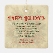 ヴィンテージエレガントクリスマスの花 セラミックオーナメント (裏面)