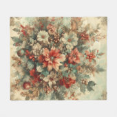 ヴィンテージエレガントクリスマスの花 フリースブランケット (正面(横))