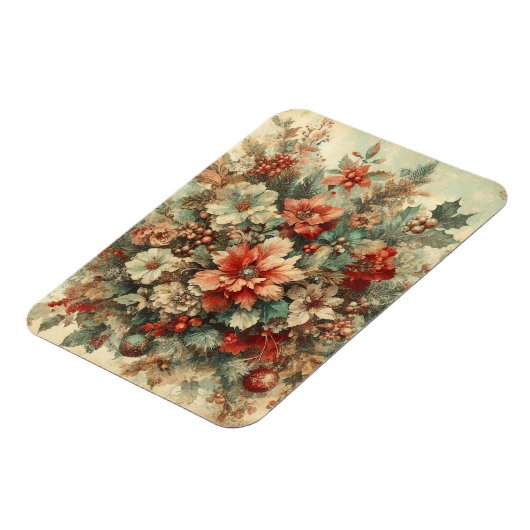 ヴィンテージエレガントクリスマスの花 マグネット (左側)