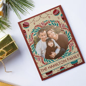 ヴィンテージエレガントクリスマスウィムシー家族写真 シーズンカード