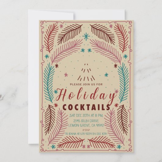 ヴィンテージエレガントクリスマスウィムシー 招待状 (正面)