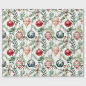 ヴィンテージエレガントクリスマスオーナメントラッピング紙 ラッピングペーパー (フラット)