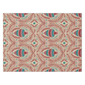 ヴィンテージエレガントクリスマスオーナメントレッドティール(緑がかった色)フローラ テーブルクロス (正面(横))