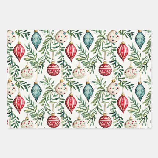 ヴィンテージエレガントクリスマスオーナメント ラッピングペーパーシート (正面3)