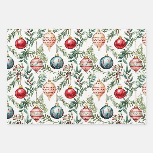 ヴィンテージエレガントクリスマスオーナメント ラッピングペーパーシート (正面)