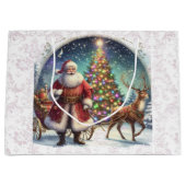 ヴィンテージエレガントクリスマスサンタクロース ラージペーパーバッグ (正面)