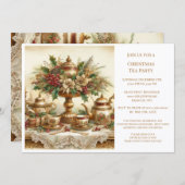 ヴィンテージエレガントクリスマスティーパーティの招待状 招待状 (正面/裏面)