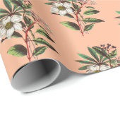 ヴィンテージエレガントクリスマスバラピーチオレンジ ラッピングペーパー (ロールコーナー)