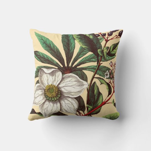 ヴィンテージエレガントクリスマスバラフラワーベージュ クッション (裏面)