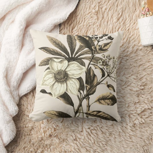 ヴィンテージエレガントクリスマスバラベージュフローラ クッション (ブランケット)