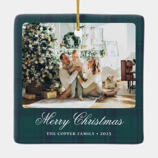 ヴィンテージエレガントクリスマスフォト セラミックオーナメント (裏面)