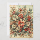 ヴィンテージエレガントクリスマスフラワーズパーティー 招待状 (正面)