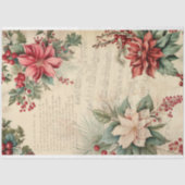 ヴィンテージエレガントクリスマスフローラ音楽エフェメラ 薄葉紙 (正面)