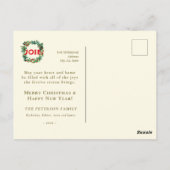 ヴィンテージエレガントクリスマスベリーリースジョイ ポストカード (裏面)