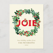 ヴィンテージエレガントクリスマスベリーリースジョイ ポストカード (正面)