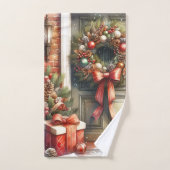 ヴィンテージエレガントクリスマスホリデーホーム バスタオルセット (ハンドタオル)