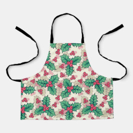 ヴィンテージエレガントクリスマスホリーフローラルパターン | エプロン