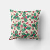 ヴィンテージエレガントクリスマスホリーフローラルパターン | クッション (裏面)