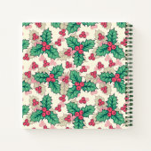 ヴィンテージエレガントクリスマスホリーフローラルパターン | ノートブック (裏面)