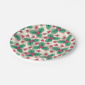 ヴィンテージエレガントクリスマスホリーフローラルパターン | ペーパープレート (アングル)