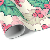 ヴィンテージエレガントクリスマスホリーフローラルパターン | ラッピングペーパー (ロールコーナー)