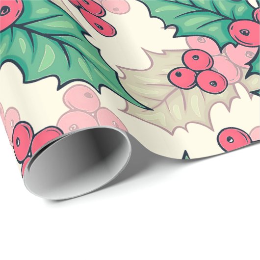 ヴィンテージエレガントクリスマスホリーフローラルパターン | ラッピングペーパー (ロールコーナー)
