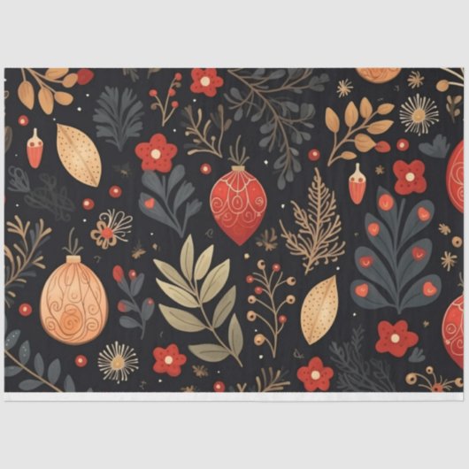 ヴィンテージエレガントクリスマスボーブルのデコパージュ 薄葉紙 (正面)