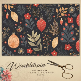 ヴィンテージエレガントクリスマスボーブルのデコパージュ 薄葉紙