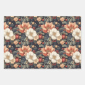 ヴィンテージエレガントクリスマスポインセチア&バラフローラ ラッピングペーパーシート (正面3)