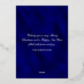 ヴィンテージエレガントクリスマスミュージックハープブルー金ゴールド 箔シーズンカード (裏面)