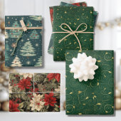 ヴィンテージエレガントクリスマスラッピングシートセット ラッピングペーパーシート
