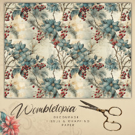 ヴィンテージエレガントクリスマスレッドグレーの切り離し 薄葉紙