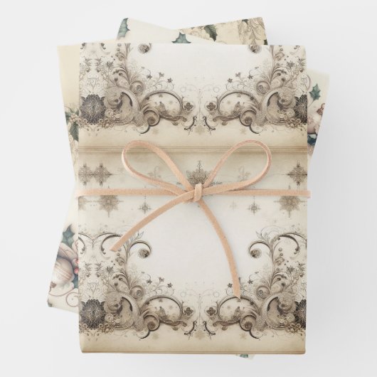 ヴィンテージエレガントクリスマス ラッピングペーパーシート (インサイチュ)