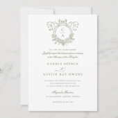 ヴィンテージエレガントクレストボウ結婚リボン 招待状 (正面)