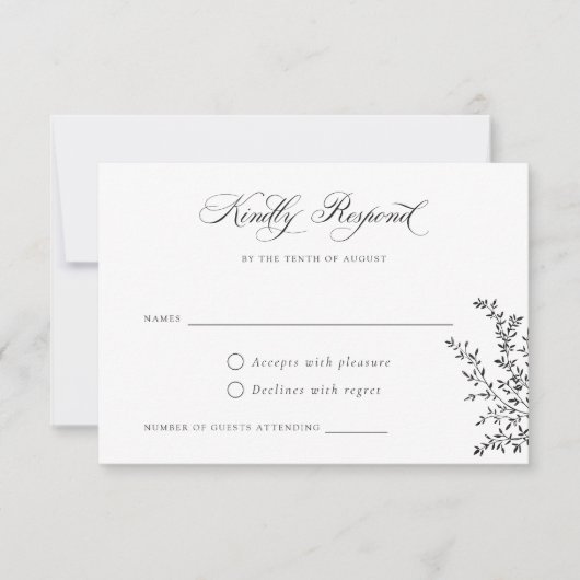 ヴィンテージエレガントクレストモノグラムウェディングRSVPカード 招待状 (正面)