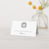 ヴィンテージエレガントクレストモノグラ結婚ムの プレイスカード (正面)