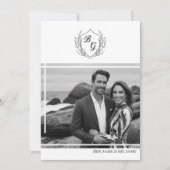 ヴィンテージエレガントクレストモノグラ結婚ム写真 招待状 (正面)