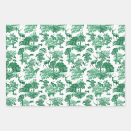 ヴィンテージエレガントグリーフランスのンカントリー鹿 ラッピングペーパーシート