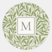 ヴィンテージエレガントグリーンウィロー葉ズモノグラム ラウンドシール (正面)
