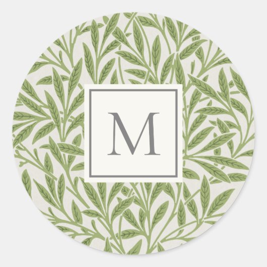 ヴィンテージエレガントグリーンウィロー葉ズモノグラム ラウンドシール (正面)
