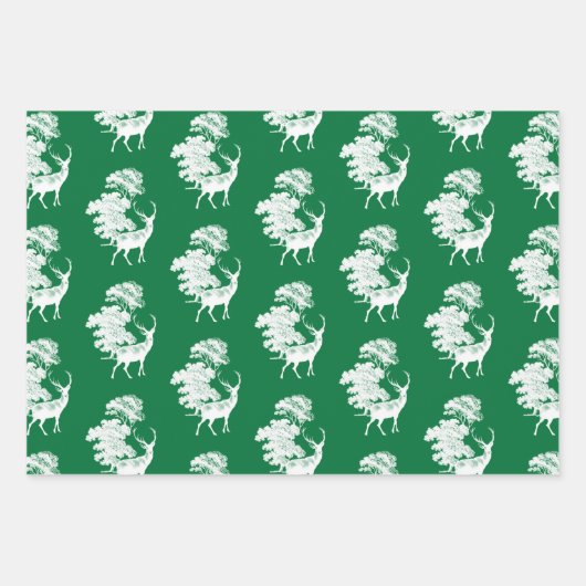 ヴィンテージエレガントグリーンカントリートイレディアウッズ ラッピングペーパーシート (正面2)