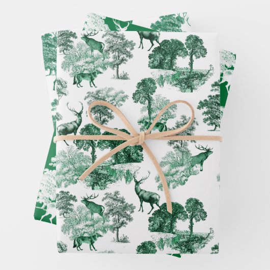 ヴィンテージエレガントグリーンカントリートイレディアウッズ ラッピングペーパーシート (インサイチュ)