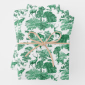 ヴィンテージエレガントグリーンディアーキツネカントリートワール ラッピングペーパーシート (インサイチュ)