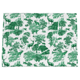 ヴィンテージエレガントグリーンディアーキツネカントリートワール ラージペーパーバッグ