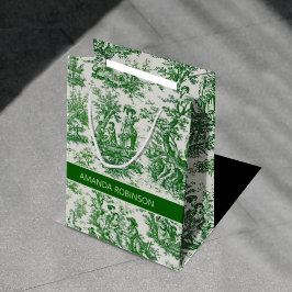 ヴィンテージエレガントグリーントイレデジュイ ミディアムペーパーバッグ